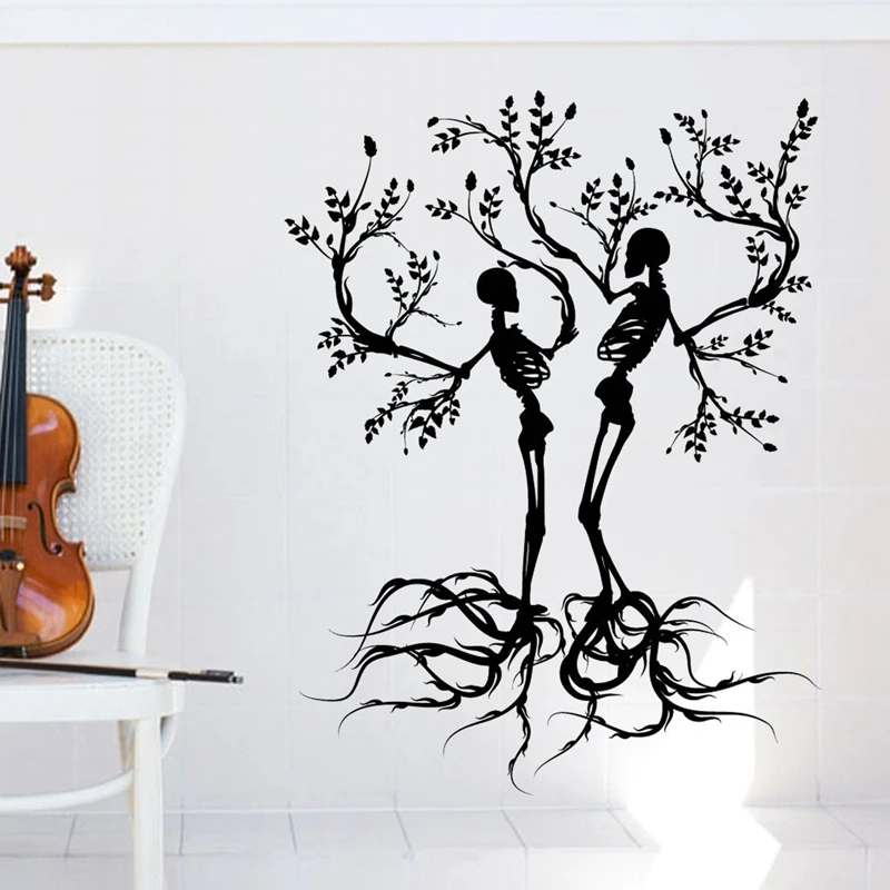 Пара дерева черепа Стикеры панк наклейки смерть дьявола имя машинки