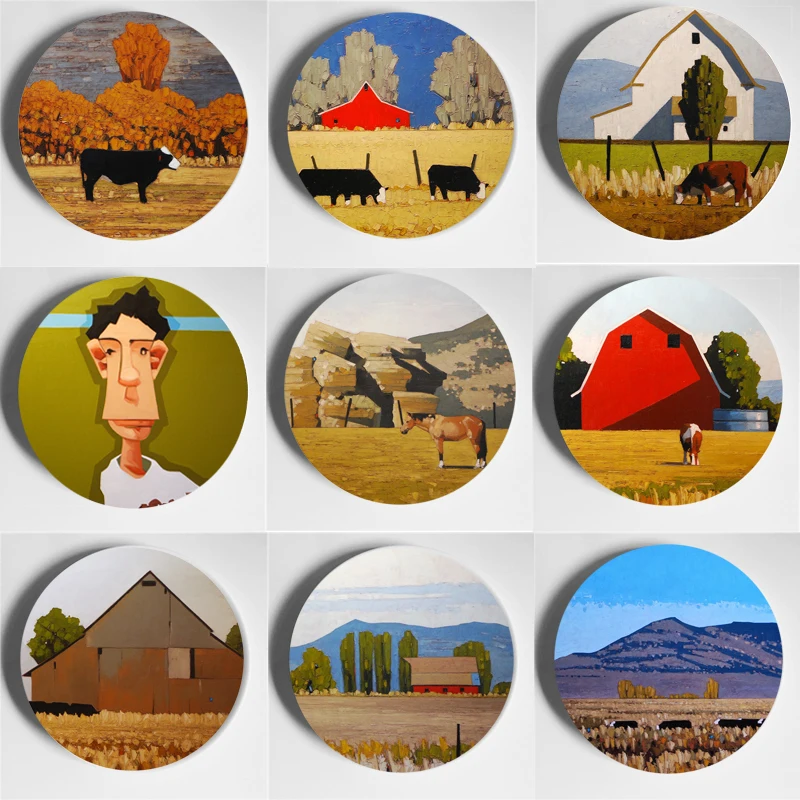 

Jeffery R. Pugh Painting Decorative Plate High Quality Beautiful Wall Plate Home Living Room Bar Hotel Art Plate Handcrafts