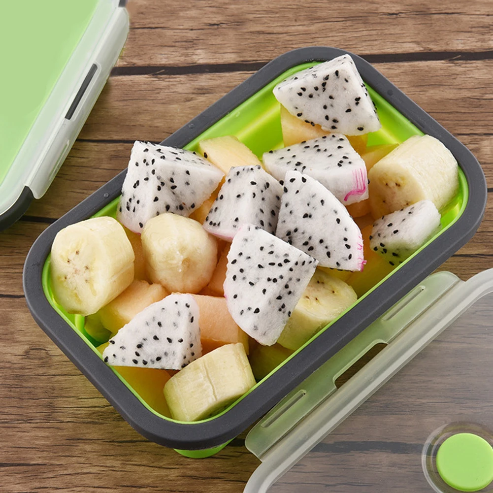 Прямоугольный Силиконовый складной Ланч бокс достаточно прочный контейнер для