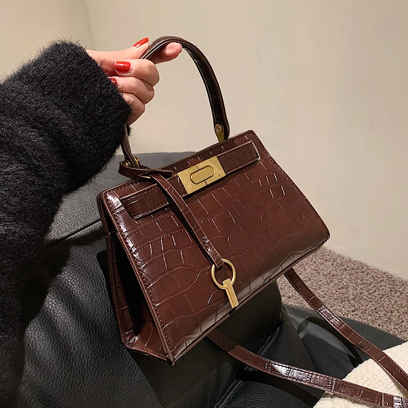 

Классическая женская сумка с крокодиловым узором, винтажная однотонная миниатюрная сумочка на плечо, модные дамские чемоданчики через пле...