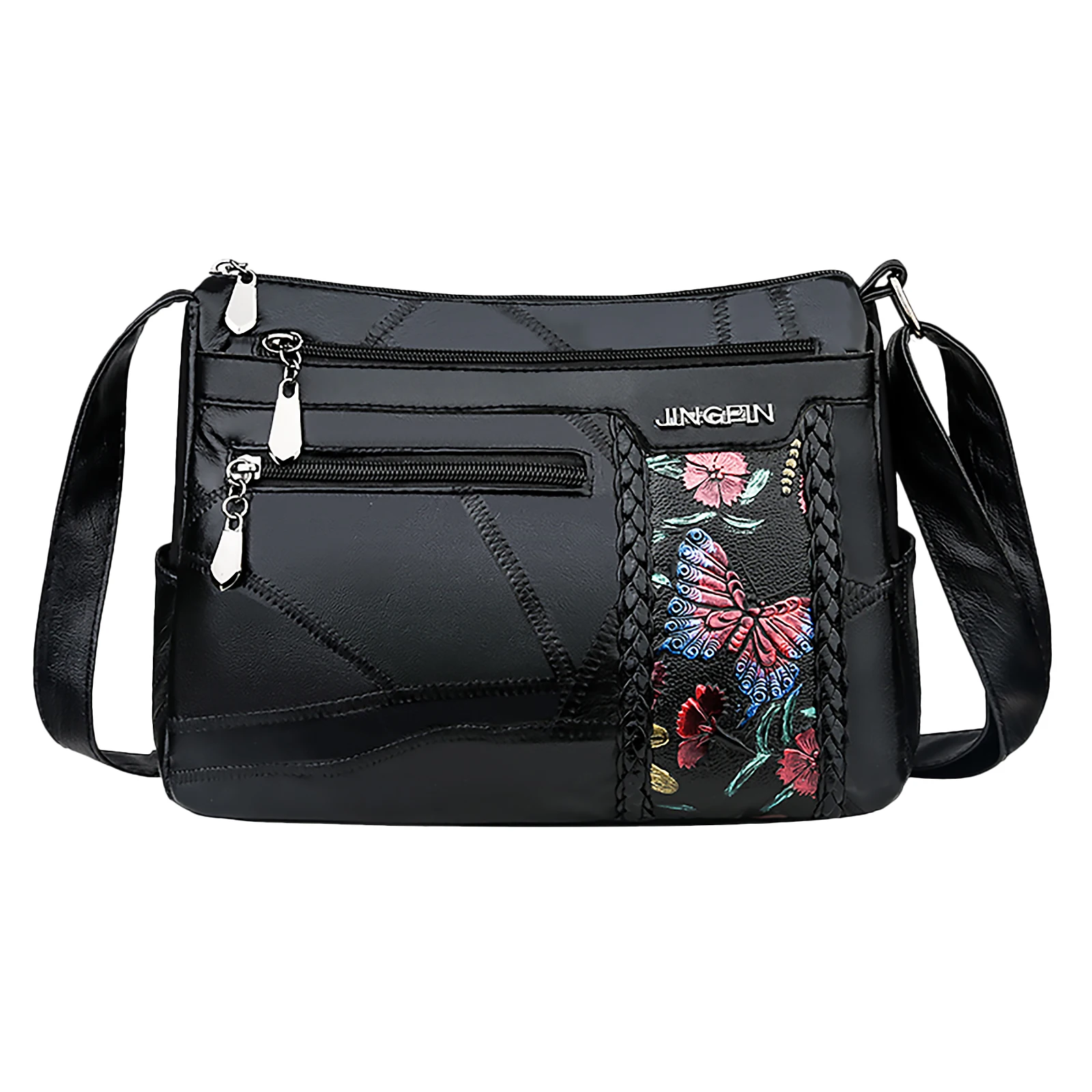

Сумка кросс-боди для женщин, мессенджер с бабочкой и цветком, дамская сумочка на плечо, вместительный саквояж, модный дизайнерский чемоданч...