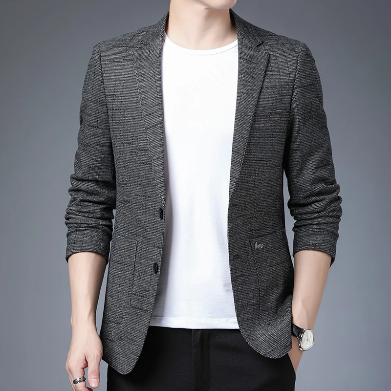

2021 men's high-end brand fashion business casual suit men cotton retro wedding suit jacket office formal wear plus size Blazers