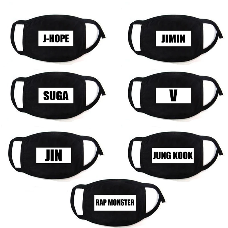 Корейский Bangtan Boys Jimin V Rap Monster Jin Jung Kook SUGA J hope Fans армейская черная маска хлопковая