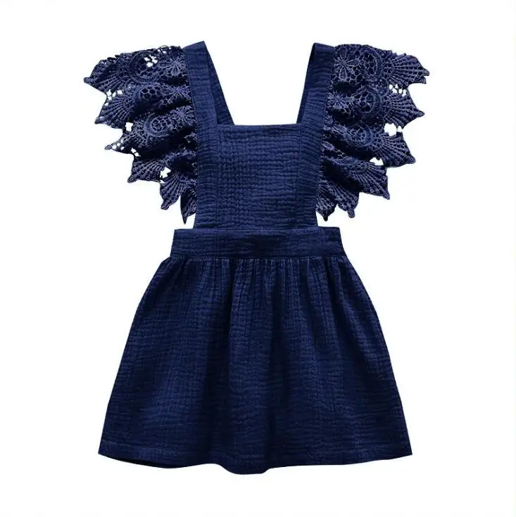 Детские кружевные рукава для девочек платье с открытой спиной и оборками летнее