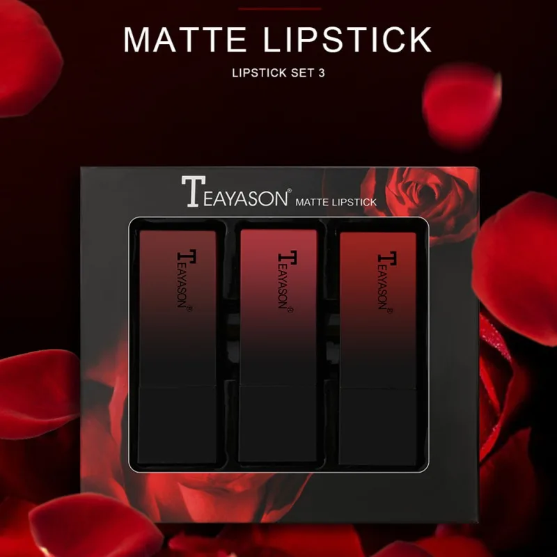 

Three Sets Of Gradient Lipstick Velvet Matte Matte Bean Paste Color Lipstick Suit Easy to Color New Non Stick Cup Lipstick