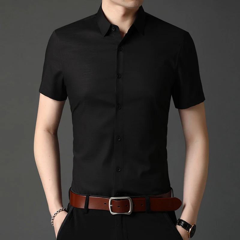 

High quality 2021 new Summer shirt men short-sleeved lapel business shirts jke1952