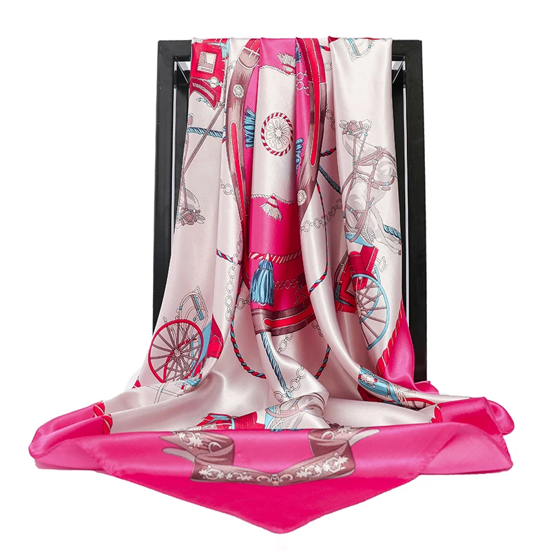 

2020 Women Scarf Silk Winter Foulard Luxury Designer Shawls 90*90cm Bandana Large Muslim Hijab Satin Square Head Scarves Women
