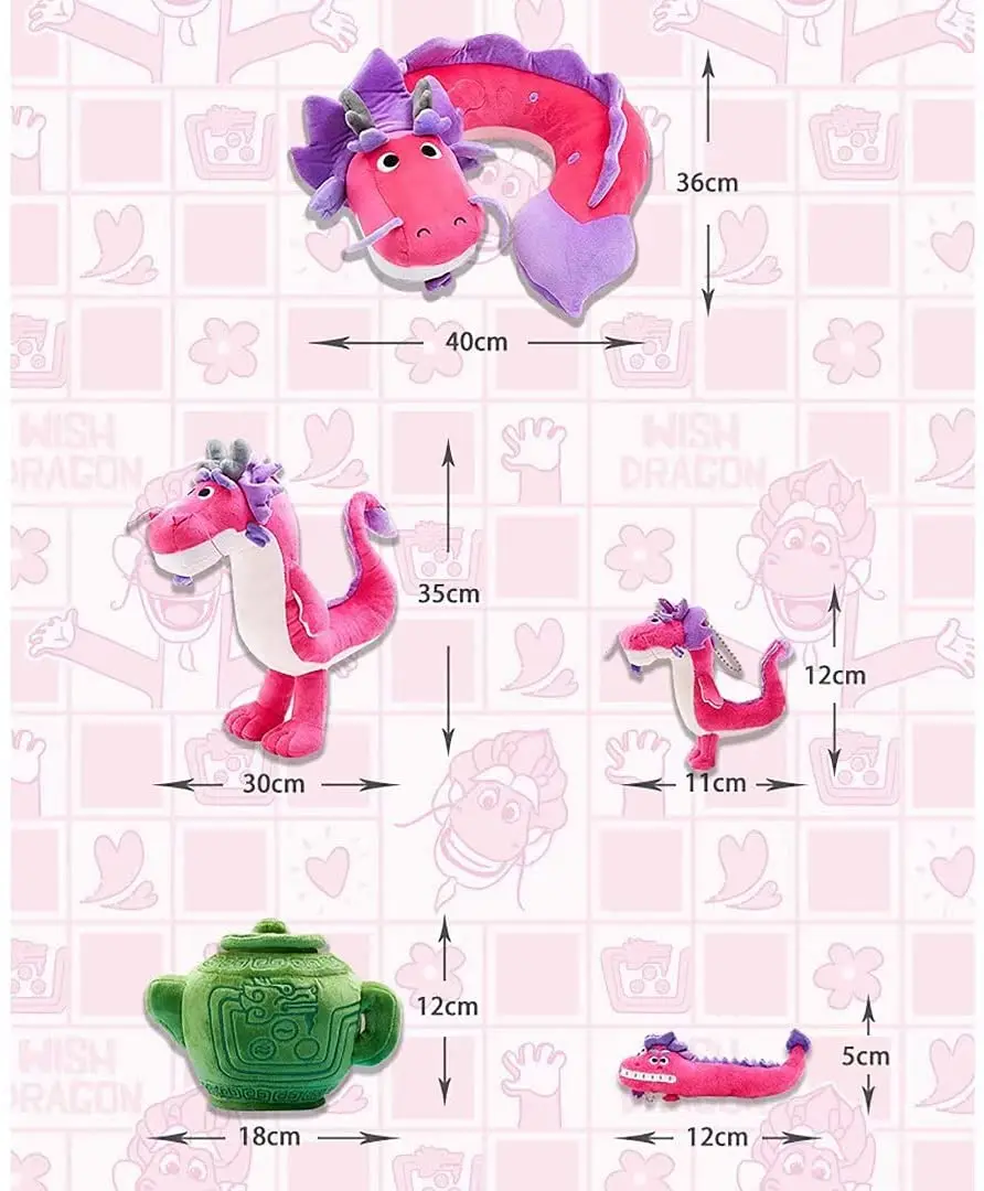 

Wish Dragon Plush Toy Magic Teapot Stuffed Figure Plushies Dolls Cartoon Movie U-Shaped Pillow Pendant Keychain