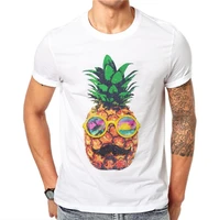 100 cotton fashion pineapple printed white tops cute cartoons tees fruits printed t shirt casual men couples plus