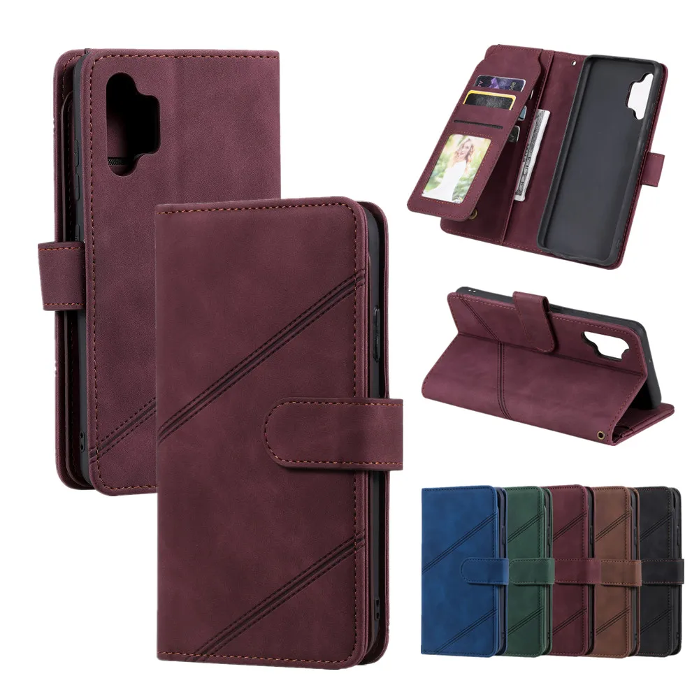 

for Samsung Galaxy A52 A72 A12 A42 A21S A51 A71 A50 S21 Ultra S20 FE S10 S9 Plus Leather Case Flip Multi-card Slot Wallet Cover