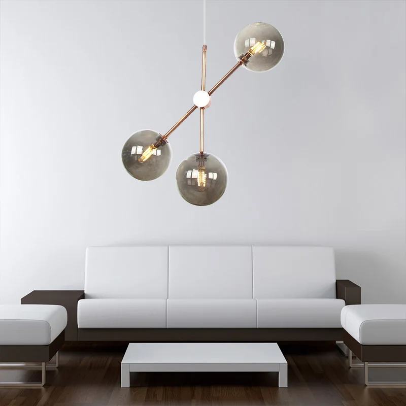 Современный розовый позолоченный железный стержень со стеклянным шаром