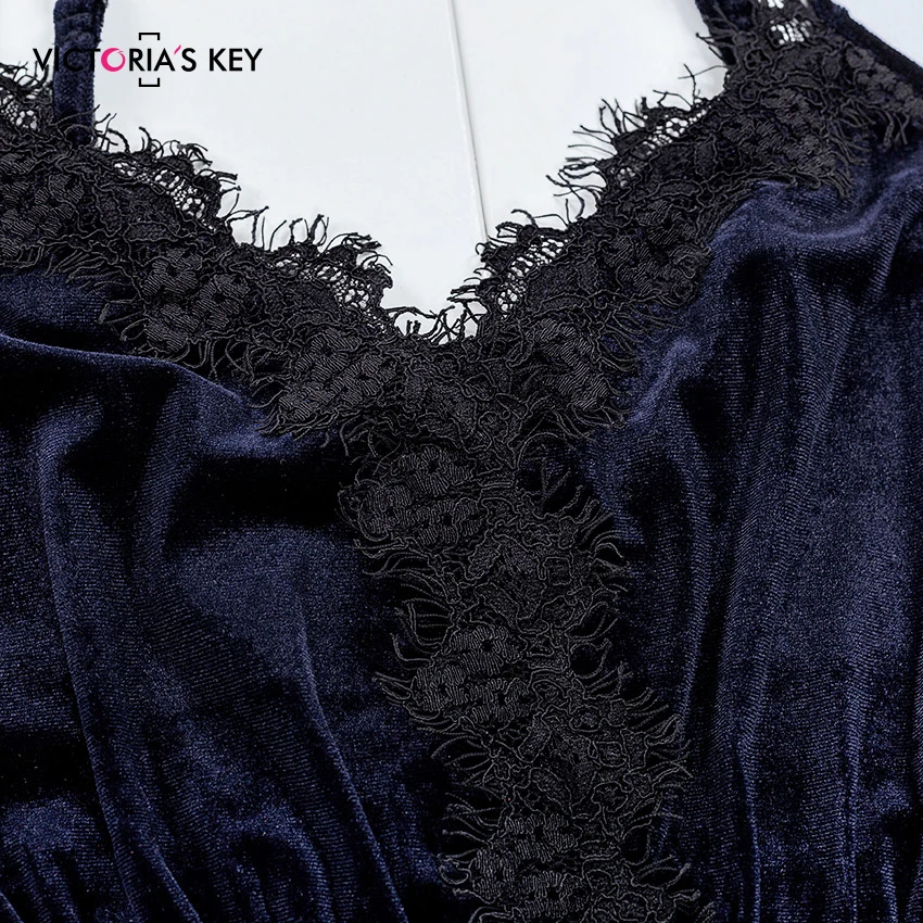 Женский бархатный пижамный комплект Suphis темно-синяя Пижама без рукавов с