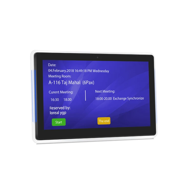 

Meeting room booking POE/DC powered Android 10.1 inch tablets with 3 colors LED indicator bar