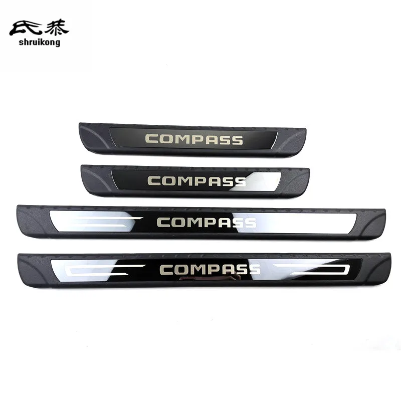 

4pcs/lot ABS Stainless Steel Door Sill pedal Scuff Plate for 2016-2020 Jeep Comprss car accesories