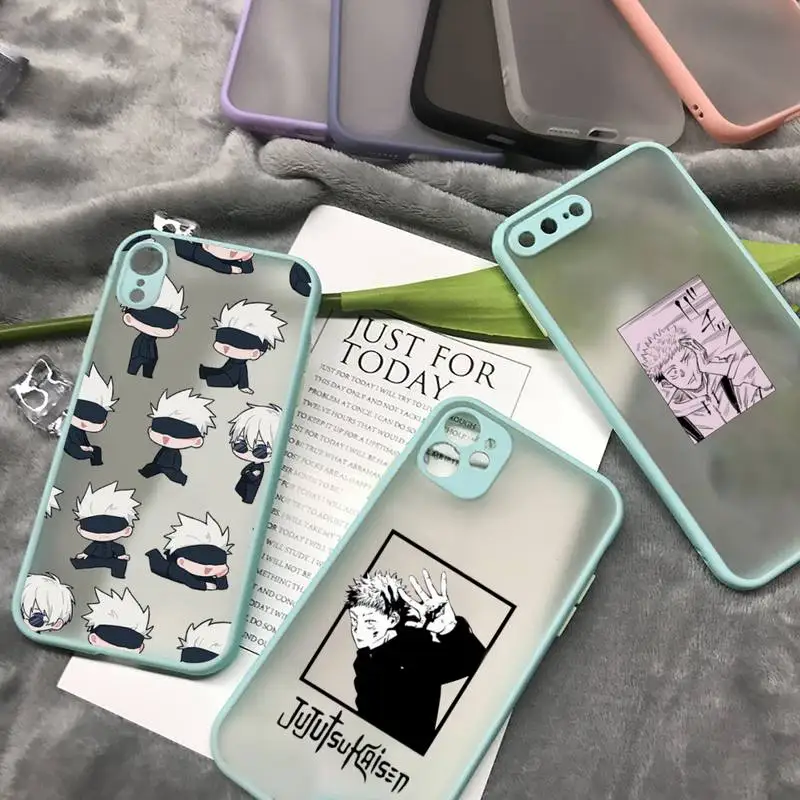 

Anime Jujutsu Kaisen Gojo Satoru Phone Case matte transparent For iphone 7 8 11 12 plus mini x xs xr pro max cover