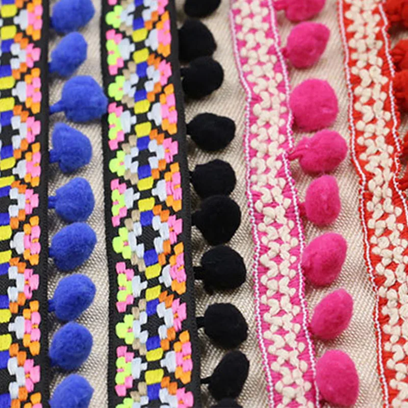 100 ярдов/партия кружевная лента с кисточками и помпоном праздничная ткань для