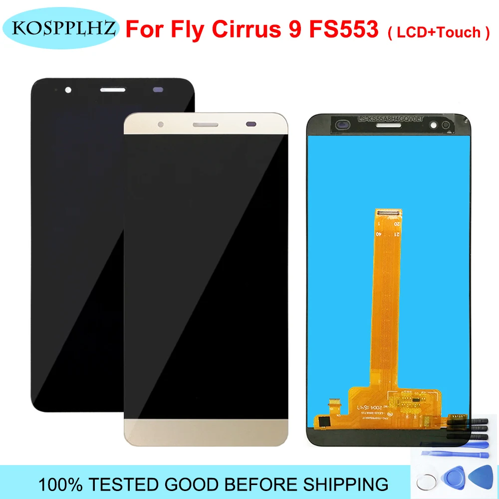 ЖК дисплей 5 дюйма для Fly Cirrus 9 FS553 с сенсорным экраном дигитайзер экран стеклянная