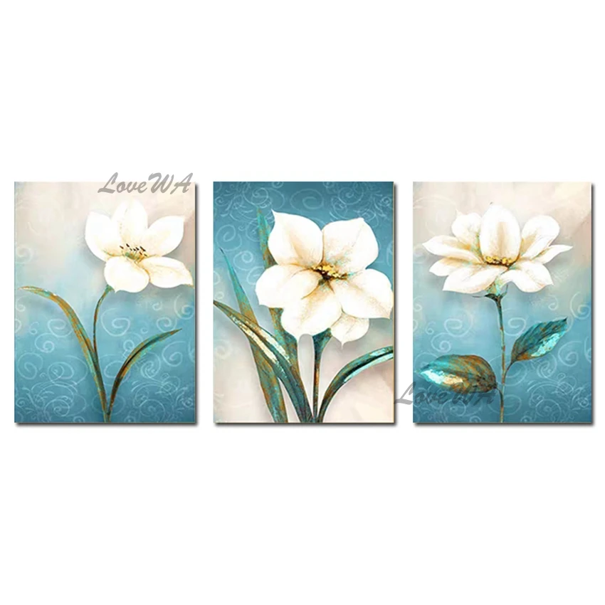 Без рамки ручная роспись абстрактный 3 шт цветок картина маслом холст
