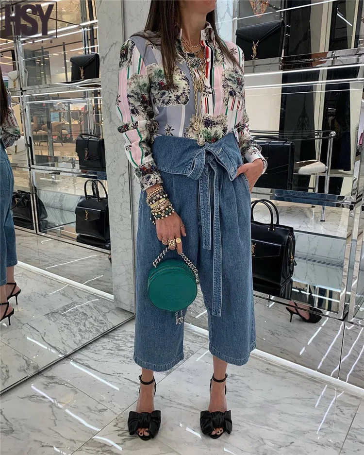 【HSY】2019 новые уличные тренды легко сочетаются Модные женские джинсовые