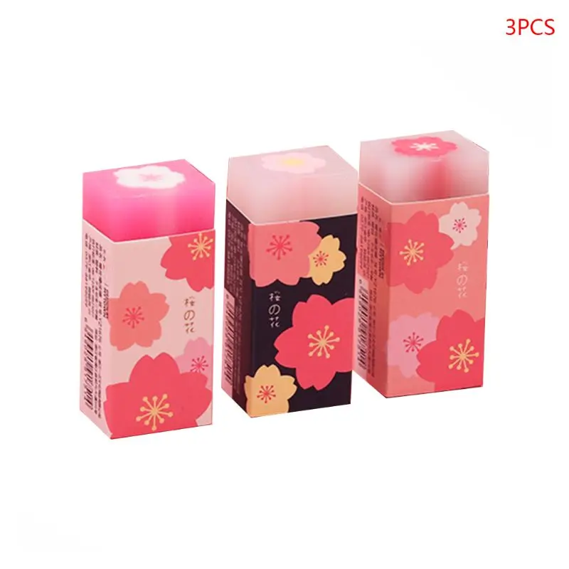 3 Pcs/set Lovely Cherry Blossoms Rubber Erasers Sakura Petal Sketch Painting Pencil Correction Tool School Office Stationery | Канцтовары