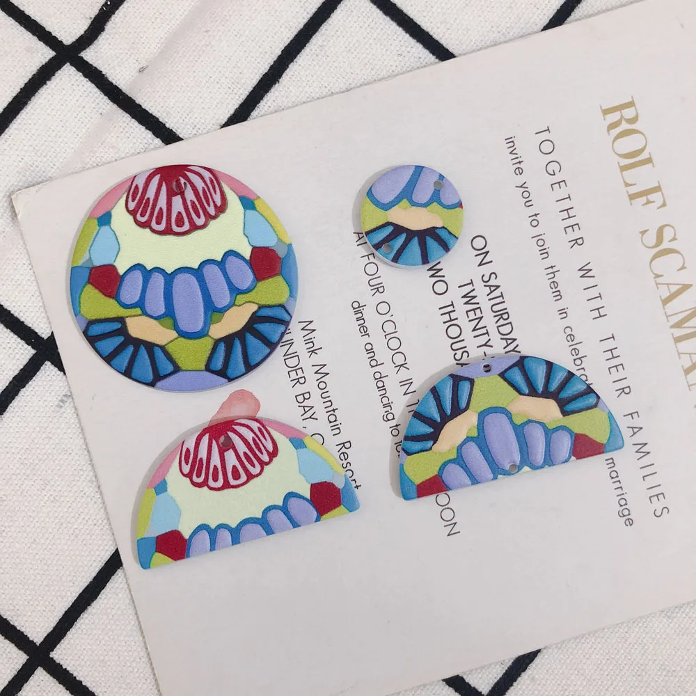 

Ювелирные аксессуары «сделай сам», материал, подвески из цветочной смолы, геометрические круглые полуакриловые серьги, ожерелье, браслет, подвески, 20 шт./лот