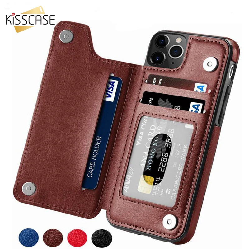 KISSCASE чехлы бумажники для iPhone 12 11 Pro Max 6S 6 7 8 Plus XS Mini Shell Ретро Флип кожаный чехол