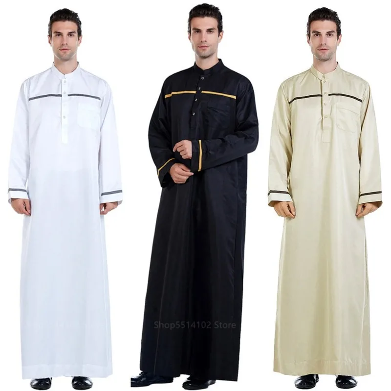 Мужская повседневная Саудовская Аравия Jubba Тауб мужские Abaya мусульманская одежда