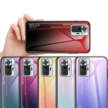 Gradient Tempered Glass Phone Case For Xiaomi Redmi Note 10 pro max 10s Glossy Shockproof Armor Protection Cover On Redmi Note10