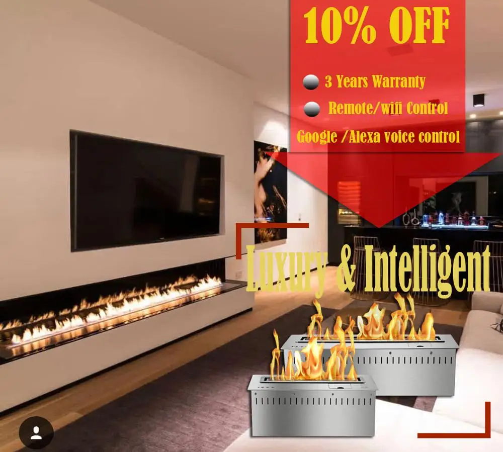 

Inno living fire 48-дюймовый современный топливный камин с биоэтанолом