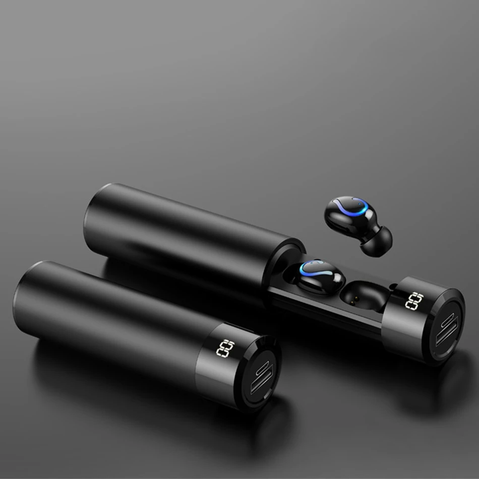 Black Sport Headset TWS настоящие беспроводные наушники HiFi Bluetooth наушники 6D шумоподавление Музыкальная гарнитура с светодиодный дисплей Беспроводная bluetooth-гарнитура - Цвет: Black Sport Headset