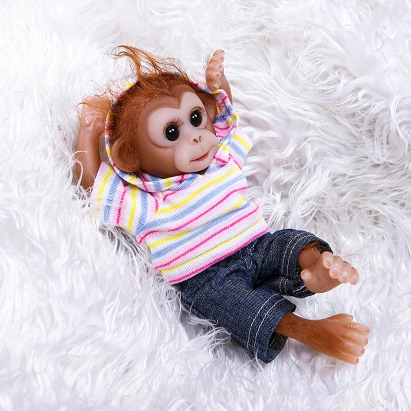 

Nurturing Dolls 26 cm Baby Handmade Gift Child Mini Toy Cute Simulation Lifelike 3D Eyes Soft Realistic Monkey Silicone T8ND