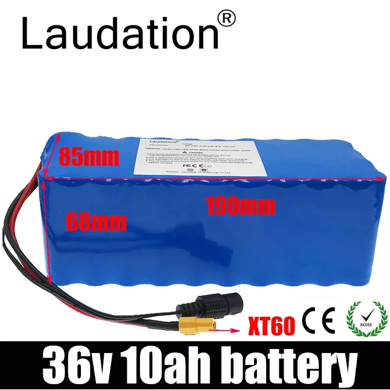 Laudation 36V 10ah Electric Bicycle Battery Pack 36v Li-ion Battery 500W High Power And Capacity 42V Motorcycle Scooter With BMS