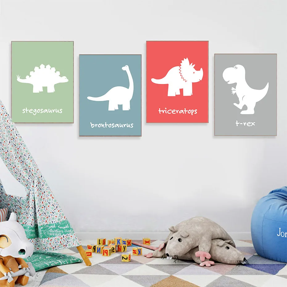 

Cartoon Dinosaurus Poster Print Wall Art Foto Voor Kids Kinderen Kamer Decoratie Slaapkamer Thuis Canvas Schilderij