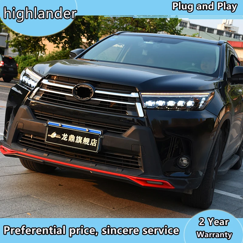 Автомобильный Стайлинг для 2018-2019 Новинка Highlander фары все светодиодный ные DRL Bi