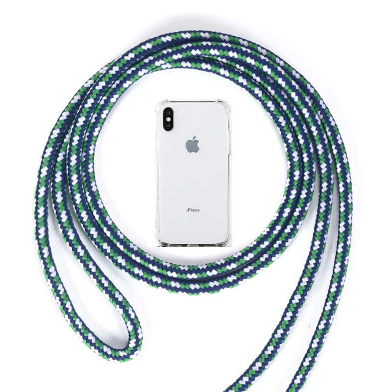 GWBE Moskado ремешок шнур цепь Прозрачный чехол для телефона для iPhone 11 Pro X XR XS Max 7 8 6 6s Plus 5 5S SE переноска ожерелье ремешок задняя крышка - Цвет: GWBE