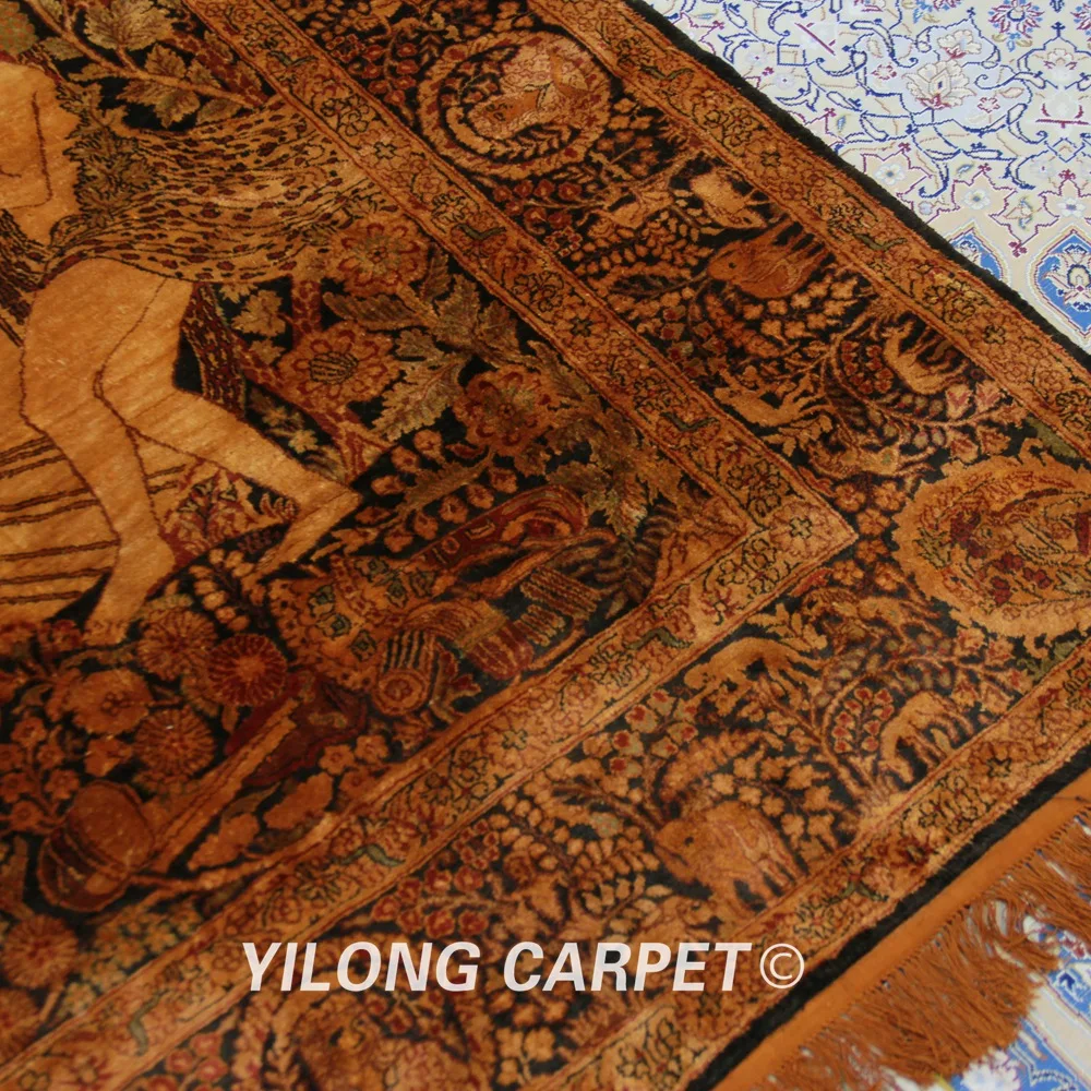 Yilong 4 5 &quotx 6 5&quot Золотой Ангел гобелен ручной узелки ковры шелковый ковер (TJ078) | Дом