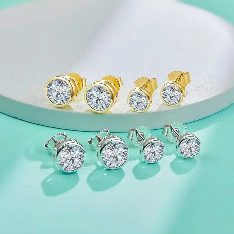 

Trendy 0.5-1 Carat D Color VVS1 Round Moissanite Earrings 925 Sterling Silver Certified Bubble Moissanite Women Stud Earrings