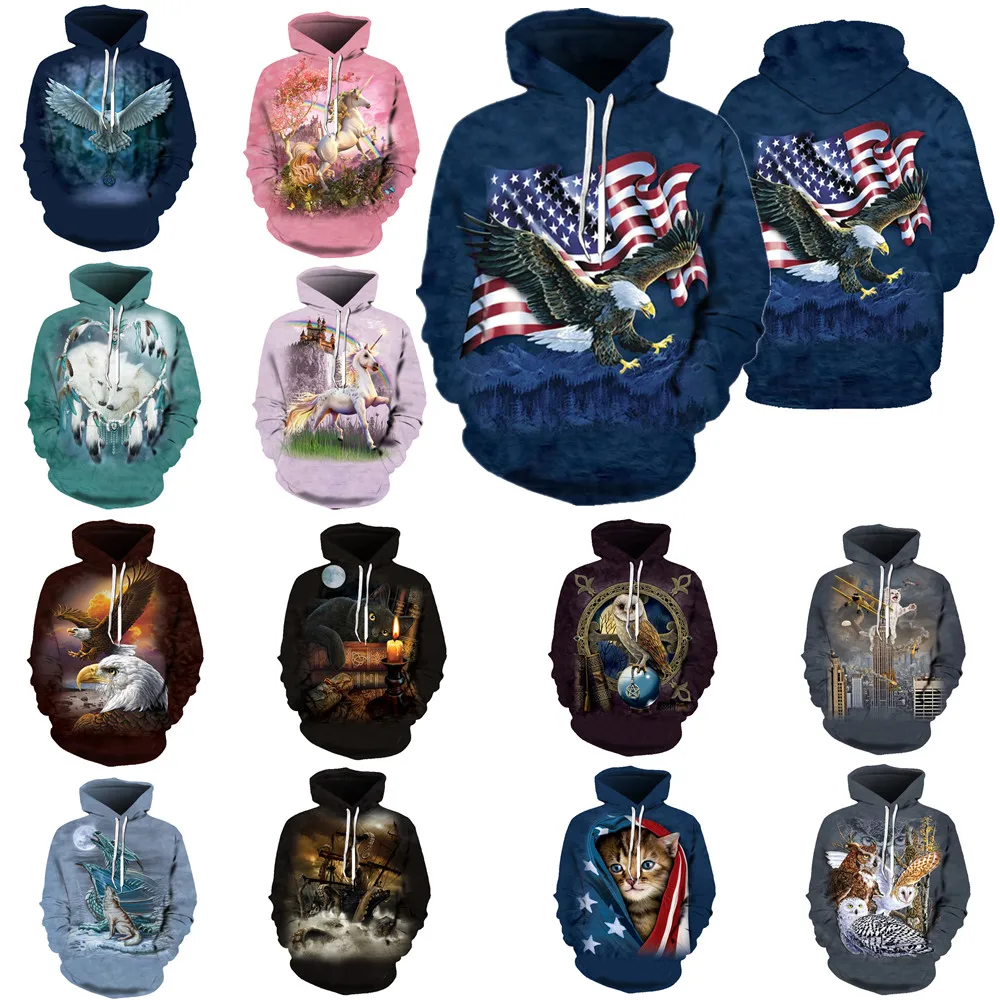 

3D Print Animal Boys Hoodies Coats Spring Autumn Outerwear Kids Hooded Sweatshirt Clothes Children Long Sleeve Pullover Tops