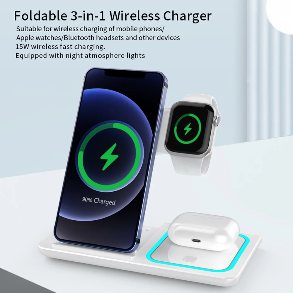 

3 in 1 Wireless Charger For Magsafe iPhone 11 12 Series XS Max 15W Qi Fast Charging Wireless Chargers For Apple AirPods