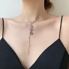 Ожерелье с бабочкой женское, элегантное металлическое ожерелье с кисточками и золотистыми бабочками, круглое ювелирное изделие, хороший подарок для девушек и женщин