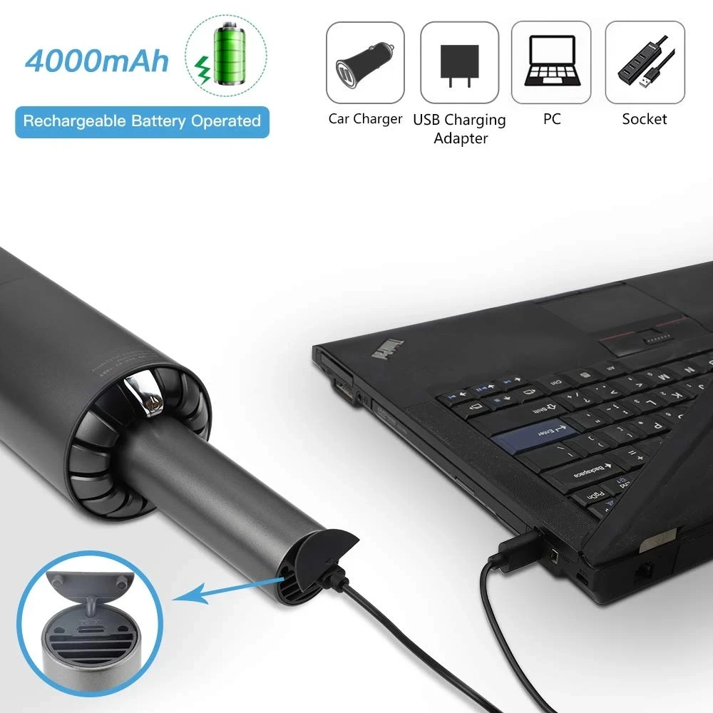 Вакуумная Воздуходувка с клавиатурой от пыли и аккумулятором 2 в 1 беспроводная