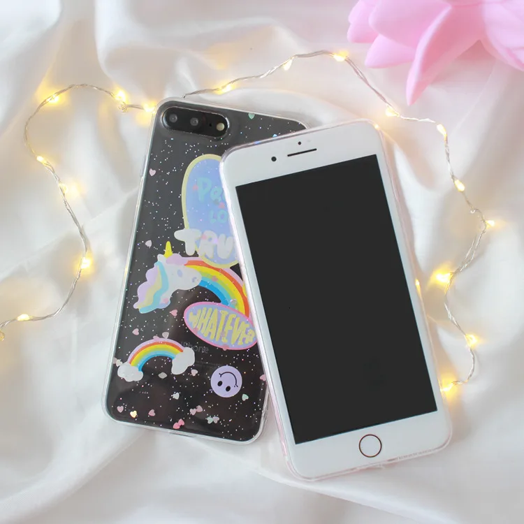 Модные блестящие радужные чехлы для телефонов iphone 6 6s 7 8 Plus X Xs Max XR прозрачный