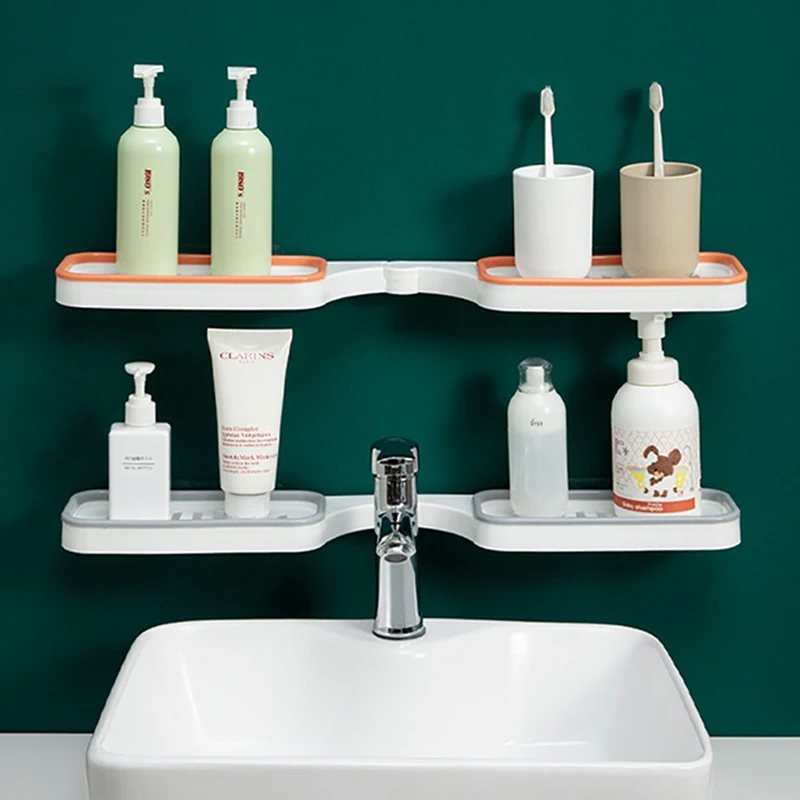 

Wall-Mounted Plastic Shelf Bathroom Countertop Organizer Shelves Above The Storage Rack Kitchen Simplicity For Storage And Order