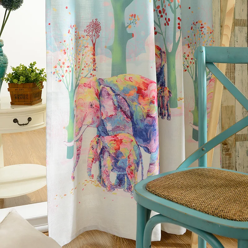 3D занавески с принтом слона Детские затемненные на заказ рисунком для кухни