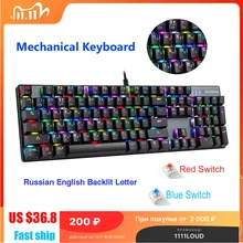 Original Motospeed CK104 Wire RGB Mechanical Gaming Keyboard Russian English Red Blue Switch Keyboard For Game Computer