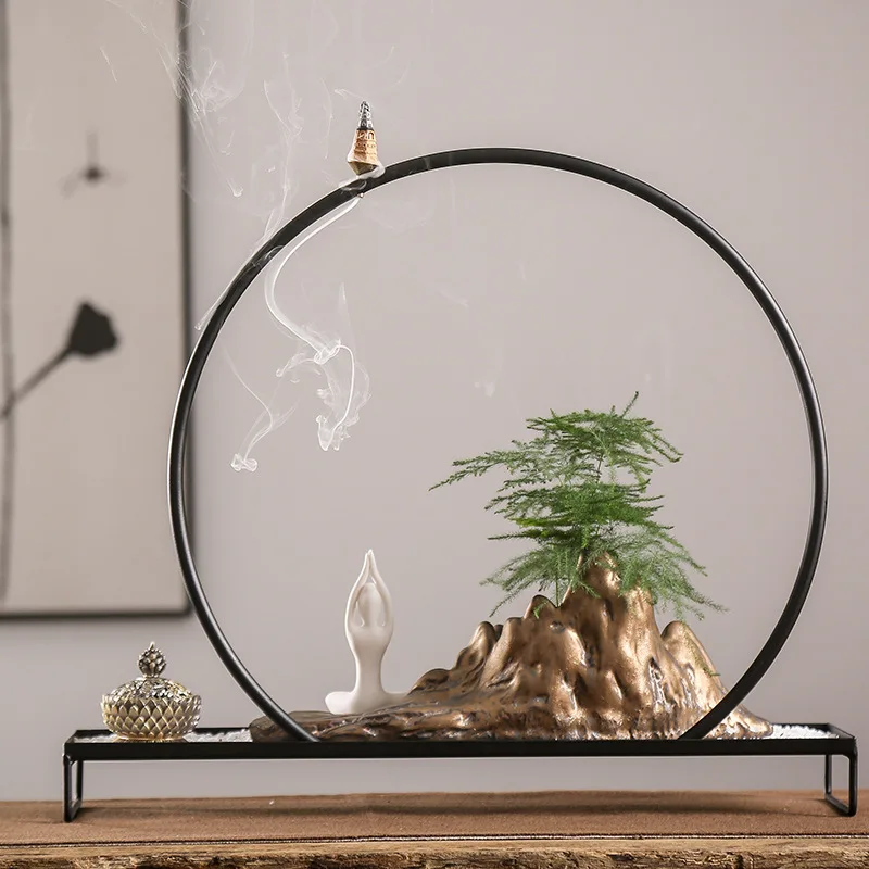 Горелка для благовоний с обратным потоком держатель дымом и водопадом + катушка