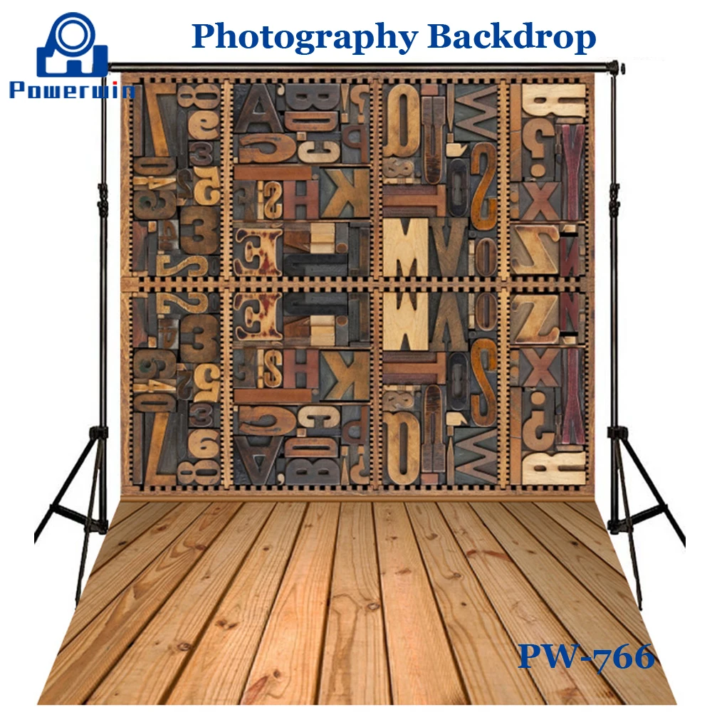 Фотофон Powerwin 3D 150x210 см с буквами кирпичной стеной и деревянной полосой |
