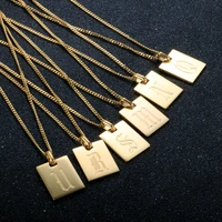 26 letters stainless steel engraved initial old english necklaces gold plated pendant necklace for women men jewelry couple gift