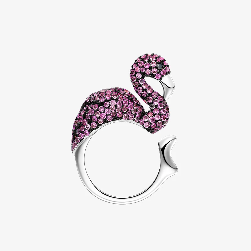 

Roilason Ювелирное кольцо в виде фламинго 925 пробы Серебряное женское оригинальное дизайнерское персонализированное преувеличенное кольцо юв...