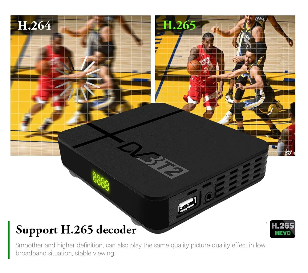 DVB T2/T цифровой эфирный H.265 hevc декодер для России 10 бит ТВ тюнер Встроенный RJ45